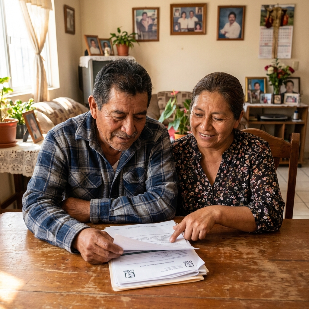 Pareja mexicana planeando su pensión